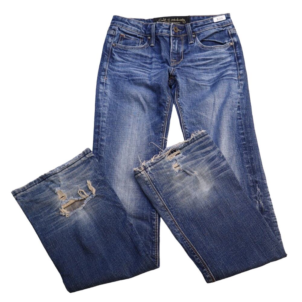 Cult Of Individuality Jeans Womens 28 Blue Dark Wash Denim Bootcut Distressed